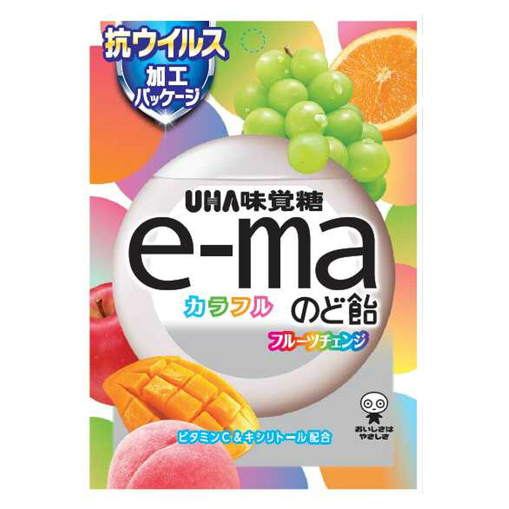 UHA 미각당 e-ma 목캔디 컬러풀 프루츠 체인지 50g × 6개 세트