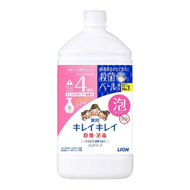 라이온 깨끗깨끗 거품 핸드소프 리필 시트러스 프루티 800ml