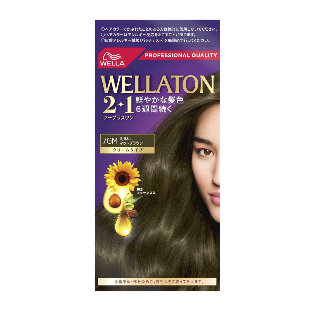 웰라톤 2+1 크림 염모제 7GM 밝은 매트 브라운 (60g + 60g + 7.3ml)