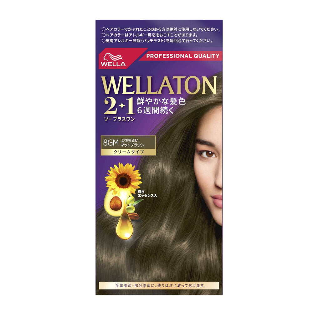 웰라톤 2+1 크림 타입 8GM 매트 브라운 염색약 60g+60g+7.3ml