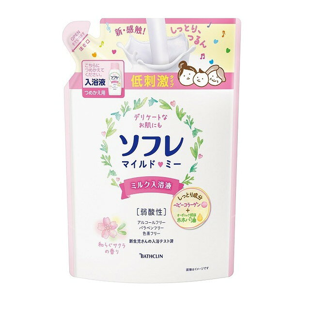 바스크린 소프레 마일드미 밀크 입욕액 벚꽃향 리필 600ml
