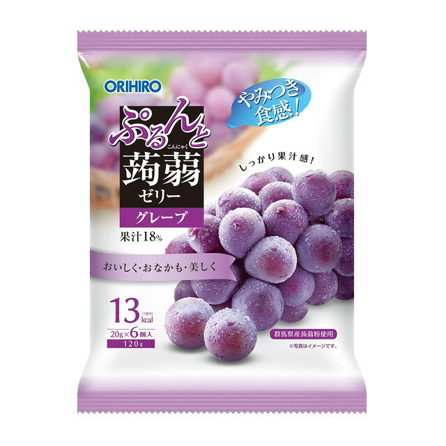 오리히로 푸룬토 곤약젤리 파우치 포도맛 20g × 6개입 (6개 세트)