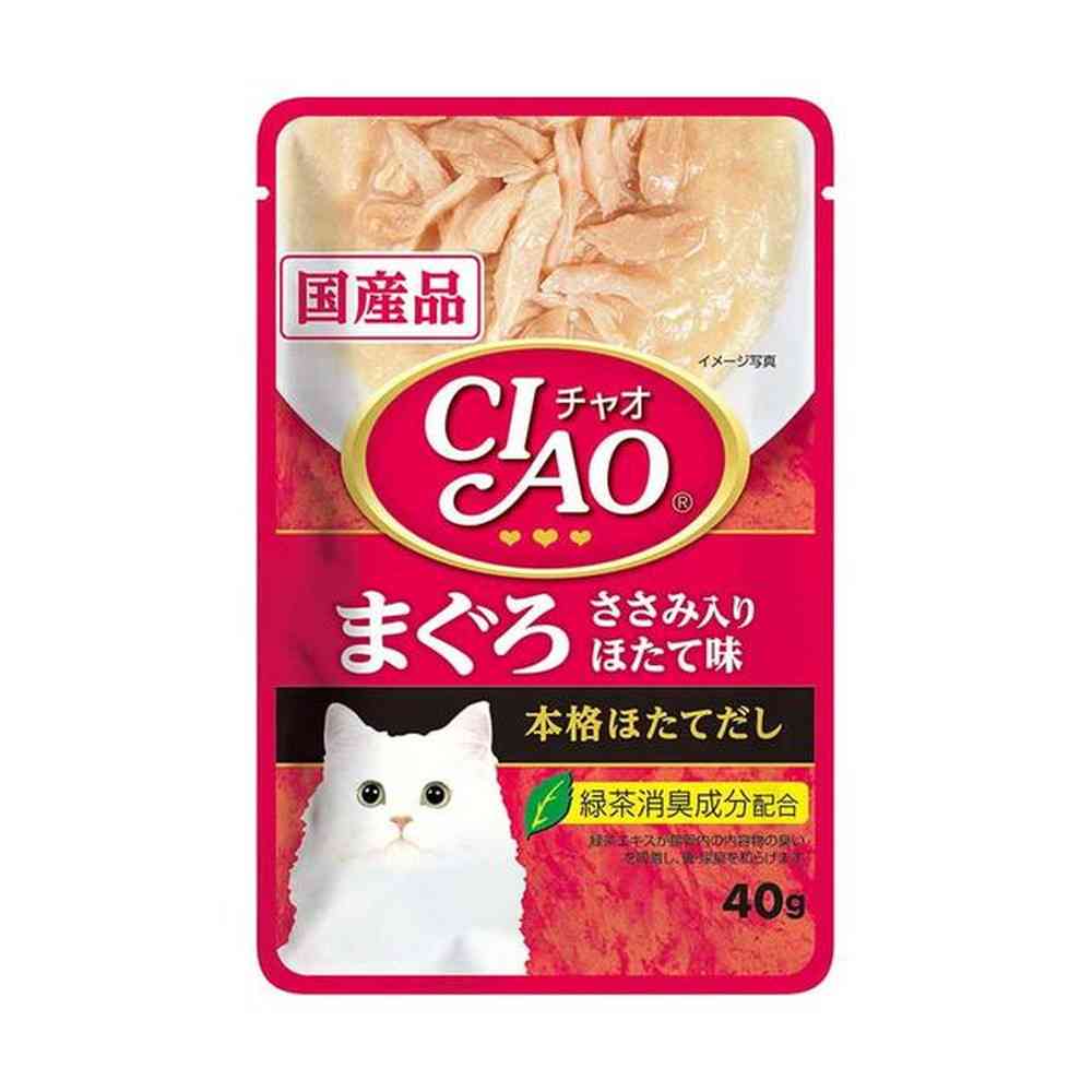 이나바 CIAO 파우치 참치&닭가슴살 가리비맛 40g