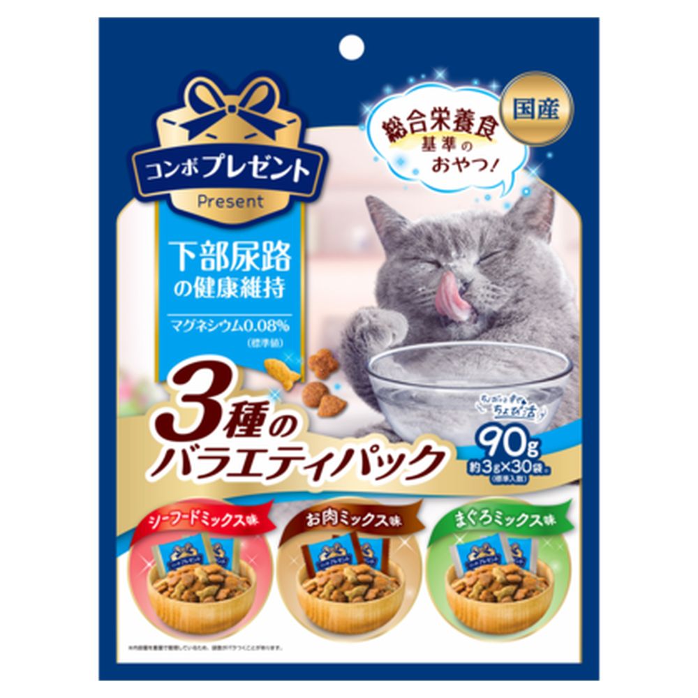 일본펫푸드 콤보 프레젠트 고양이 간식 하부요로 건강 3종 버라이어티팩 90g(3g×30봉)