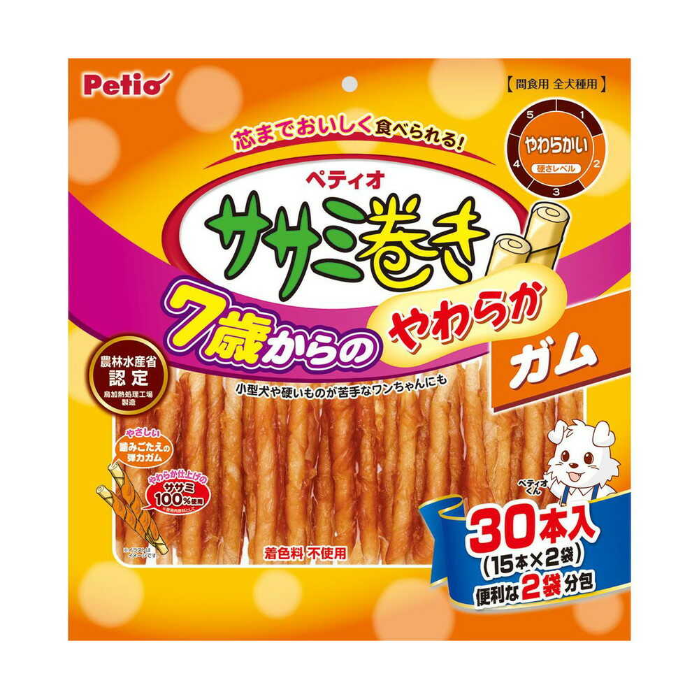 페티오 7세 이상용 부드러운 닭가슴살 말이 덴탈껌 30개입